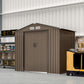 7' x 4' x 6' Garden Storage Shed Outdoor Patio Metal Tool Storage House w/ Foundation Kit and Double Doors Brown