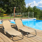2 Piece Folding Outdoor Chaise Lounges, Pool Tanning Chairs with Reclining Back, Sunshade for Beach, Patio, Dark Grey