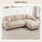 Sectional Couch with Integrated Seat, 3 Seater L-Shaped Sofa with Changeable Chaise, Spring Cushion, 2 Pillows, Beige