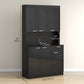 71" Kitchen Pantry Storage Cabinet, Storage Buffet with Hutch, Adjustable Shelves for Living Room, High Gloss Black