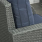 Patio Furniture with Cushions, 6 Pieces PE Wicker Patio Sectional Furniture Conversation Set w/ a Three-Seat Sofa, 2 Recliner Chairs, 2 Footstools & Table, Dark Blue