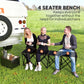 Portable 4-Seater Folding Camping Chair, Team Bench Chair with Carry Bag for Soccer Football Team, No Assembly
