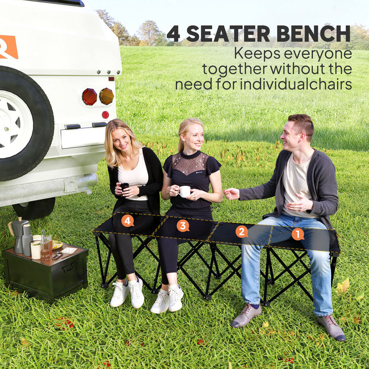 Portable 4-Seater Folding Team Bench with Carry Bag