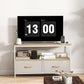 TV Stand with Charging Station, TV Table with 2 Foldable Linen Drawers and Open Shelf for 47 Inch TV, Oak