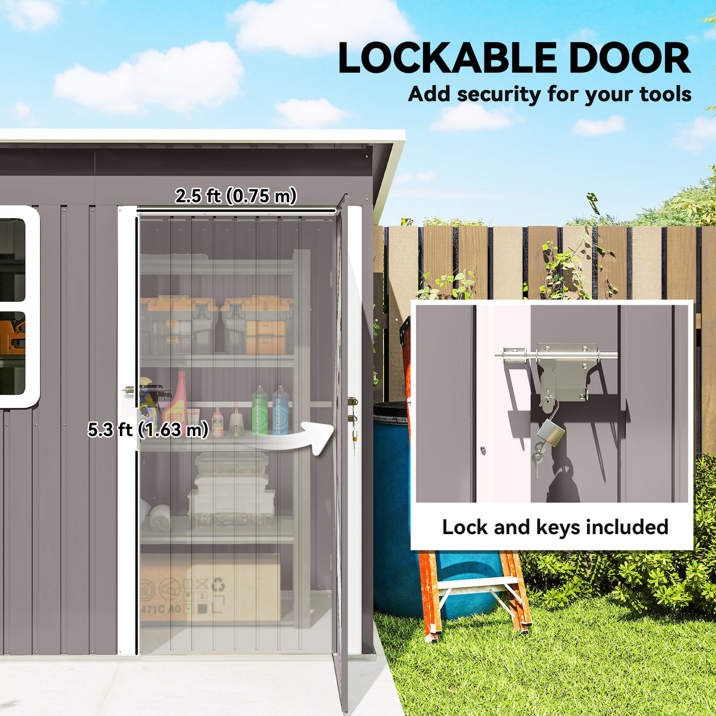 7' x 4' Galvanized Steel Garden Shed with Window