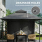 10' x 10' Patio Gazebo, Double Roof Outdoor Gazebo Canopy Shelter with Storage, Hook, Metal Frame, Dark Grey