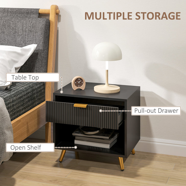 Fluted Nightstand with Drawer