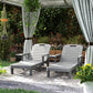 Set of 2 Tanning Chair, 5 Positions Adjustable Outdoor Lounge Chairs with Foldable Side Table, Dark Grey - Dark Grey