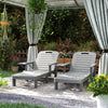 Set of 2 Tanning Chair, 5 Positions Adjustable Outdoor Lounge Chairs with Foldable Side Table, Dark Grey