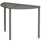 Half Round Side Table, PE Rattan Coffee Table with Metal Frame for Patio, Garden, Balcony, Grey