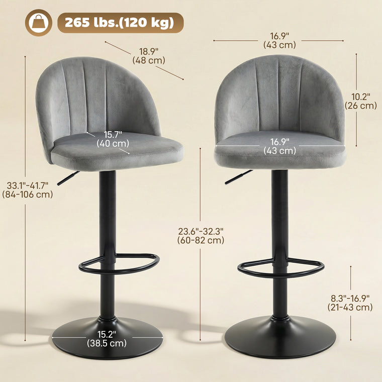 Swivel Counter Height Bar Stools Set of 2 with Footrest