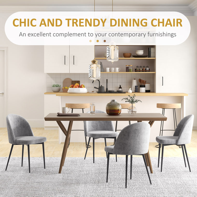 Velvet Mid-Back Dining Chairs Set of 4 - Grey