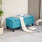Storage Ottoman Bench, Linen Upholstered Bench with Tufted Design, Green