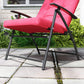 Foldable Lounge Chair, Fabric Upholstered Recliner, Outdoor Lounger with Armrest, Metal Frame for Backyard, Red