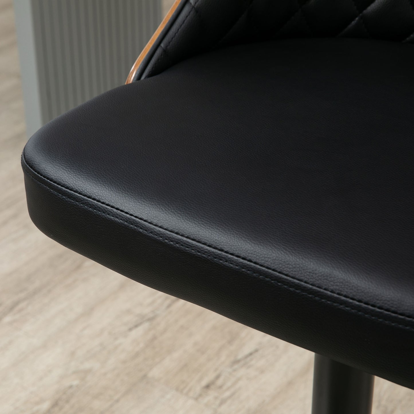 Modern Bar Stools PU Leather Set of 2 Swivel Bar Height Barstools Chairs with Adjustable Height, Round Heavy Metal Base and Footrest, Black