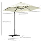 8.5FT Offset Patio Umbrella with 360° Rotation, Outdoor Cantilever Roma Parasol Hanging Sun Shade Canopy Shelter with Cross Base, Beige