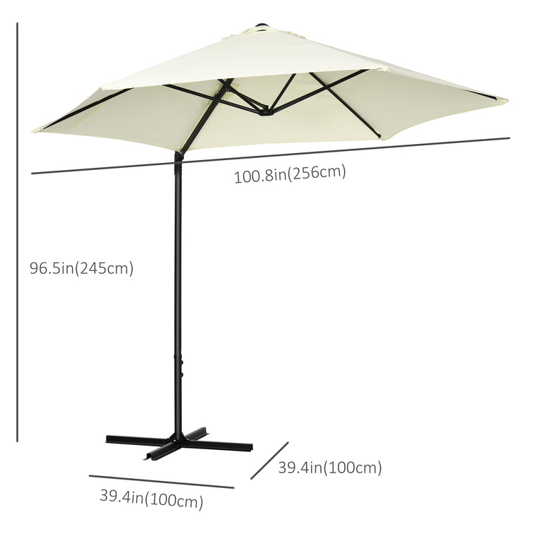 8.5FT Beige Offset Patio Umbrella with 360° Rotation