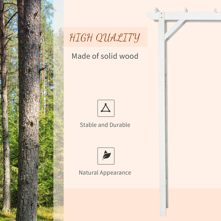 85" White Wooden Garden Arbour with Trellis