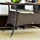 Garden Dining Table, Patio Rattan Dining Table with Glass Top, Storage Shelf for Yard, 59" x 34" x 29", Brown