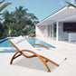 Outdoor Wood Sling Chaise Lounge Reclining Garden Mesh Lounger Patio Chair with Headrest Cream