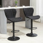 Bar Stools Set of 2, Adjustable Height Swivel Bar Chairs, Linen-feel Fabric Upholstered Kitchen Counter Stools with Wide Seat, Back and Footrest, Black