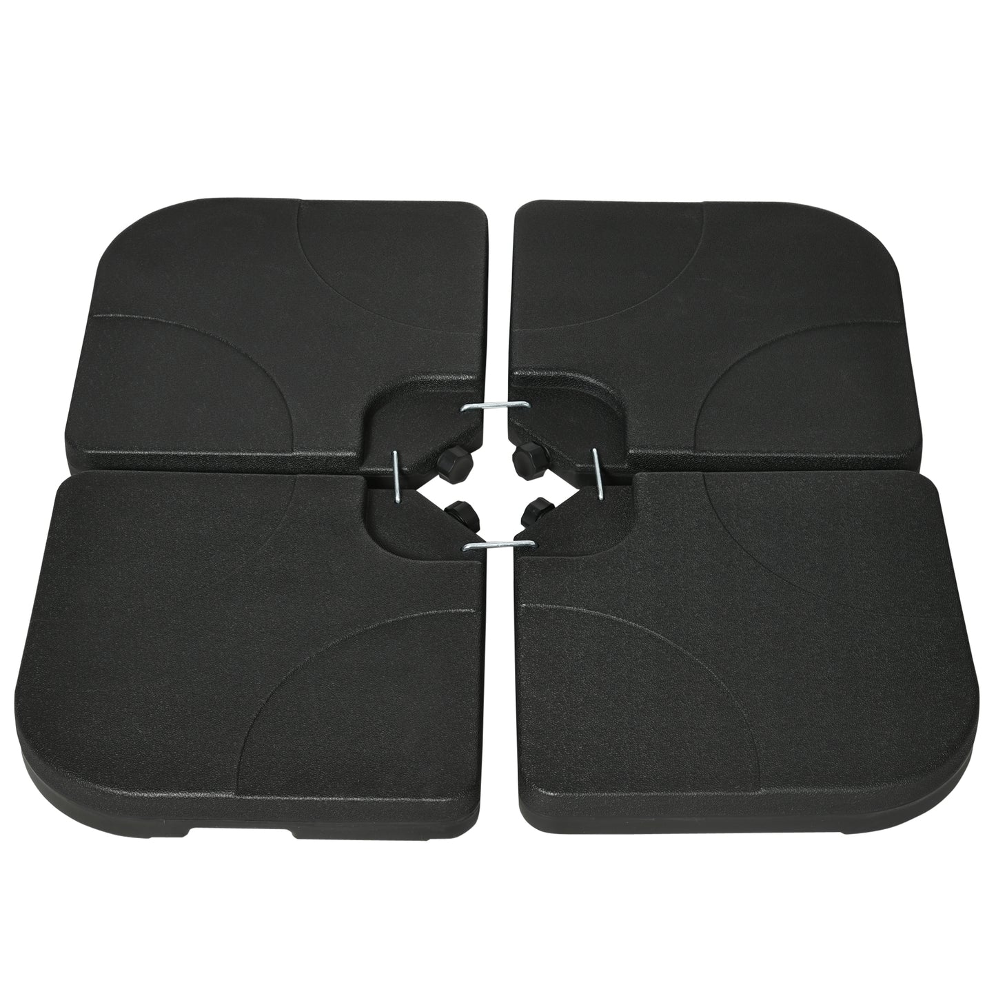 4 Piece Umbrella Base Stand w/ U Locking, 132 lb Capacity Water or 172 lb Capacity Sand, Black