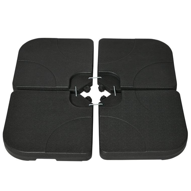 4-Piece Black Umbrella Base Stand with U-Locking