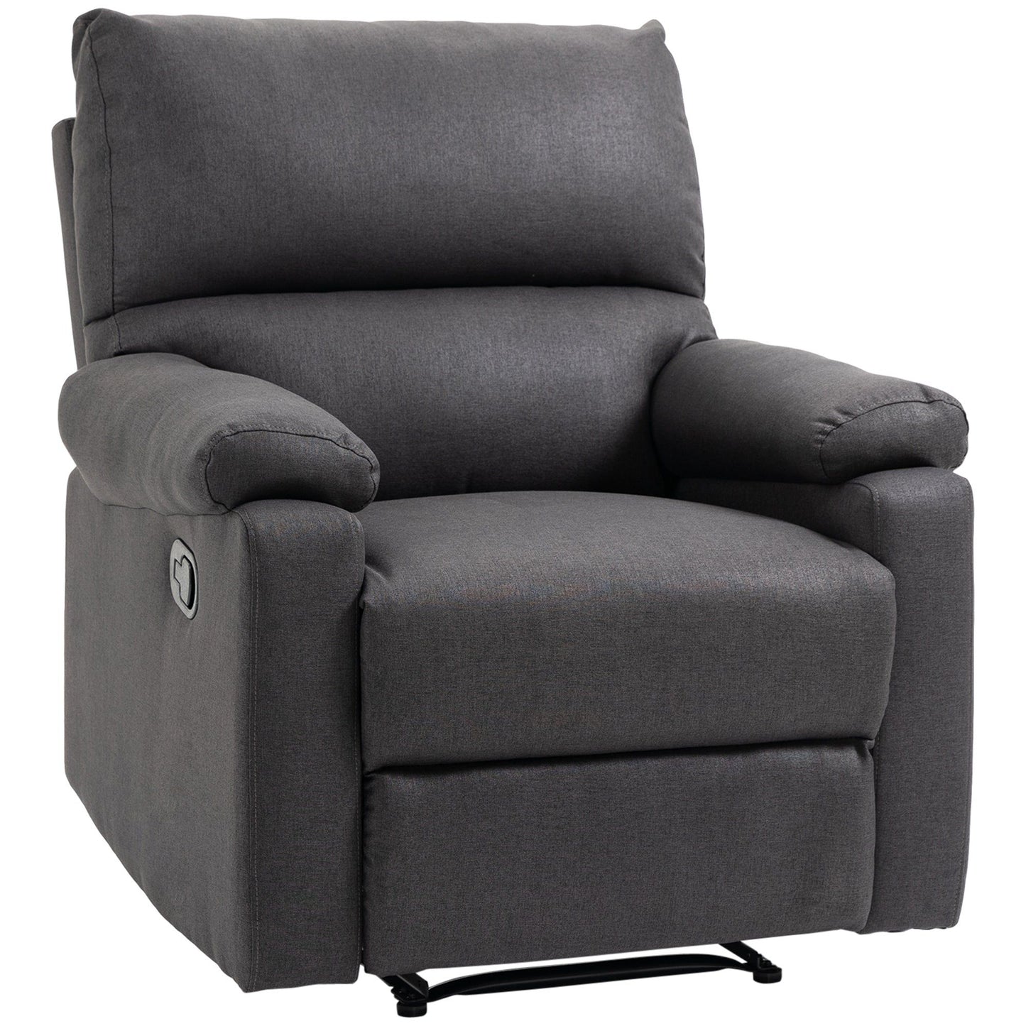 Manual Recliner Chair with Footrest - Dark Grey