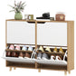 Narrow Shoe Cabinet, Shoe Storage Cabinet with 4 Flip Drawers and Adjustable Shelves for 16 Pairs of Shoes, White