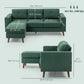 Sectional Sofa with Changeable Chaise Lounge, 3 Seat L-Shaped Sofa, Upholstered Couch for Small Space, Dark Green