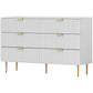 6-Drawer Dresser with Gold Legs - White