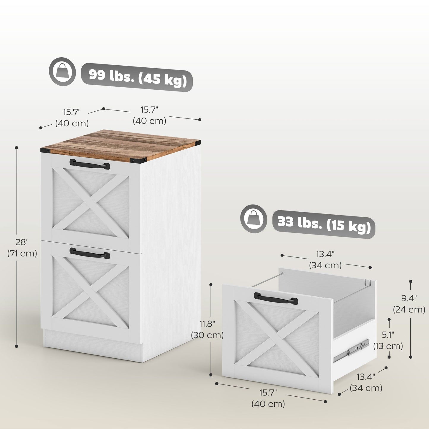 2-Drawer Vertical Filing Cabinet - White