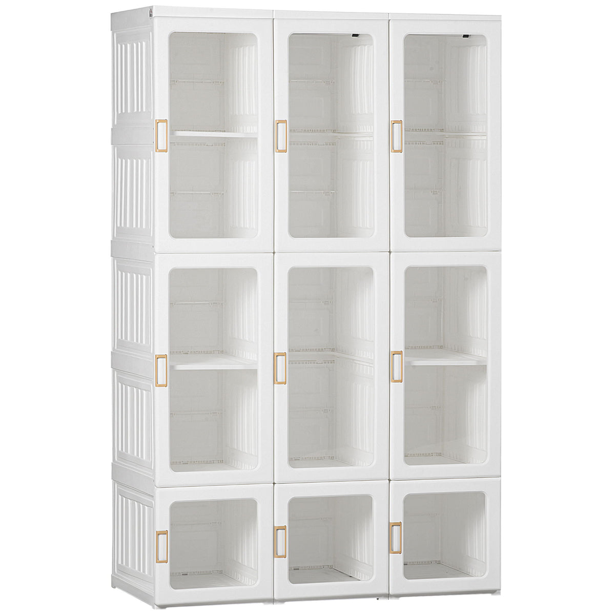 Small Apartment Bedroom Closet Foldable Portable Closet with Cube Storage Hanging Rods Magnet Doors, White