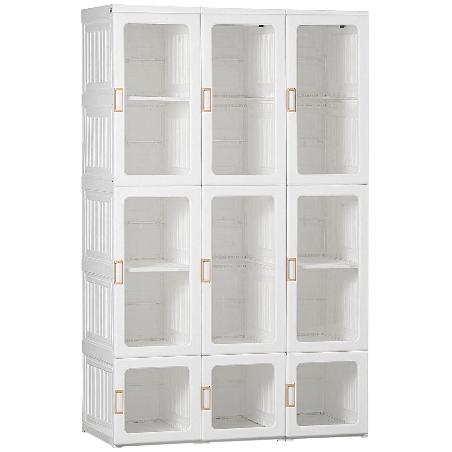 Small Apartment Bedroom Closet Foldable Portable Closet with Cube Storage Hanging Rods Magnet Doors, White
