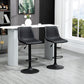 Adjustable Counter Height Bar Stools Set of 2, 360° Swivel Kitchen Counter Stools Dining Chairs with Backs, Vintage Leather, Retro Grey