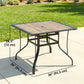 36" x 36" x 28" Square Patio Dining Table with Umbrella Hole, Easy to Clean Top & Rustproof Steel Frame, for Garden Pool
