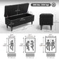 Storage Ottoman, Linen Fabric End of Bed Bench with Button Tufted Storage Bench for Bedroom, Black