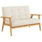 45" 2 Seat Sofa, Upholstered Two Seater Couch with Rubber Wood Legs for Bedroom, Living Room, Beige