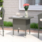 Wicker Outdoor Side Table, 20" Square Patio End Table w/ Full Woven Top, Grey