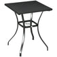 Patio Wicker Dining Table with Umbrella Hole, 34 Inch Outdoor PE Rattan Coffee Table with Plastic Board Under the Woven Table Top for Patio, Garden, Balcony, Black