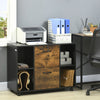Lateral Filing Cabinet with Wheels and Lockable Drawer, File Cabinet, Mobile Printer Stand with Open Shelves for Letter and A4 Size Documents for Home Office, Rustic Brown