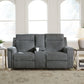 Barnsana - Gravel - Dbl Power Reclining Loveseat with Console - Fabric