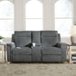 Barnsana - Dbl Power Reclining Loveseat with Console - Fabric - Gravel