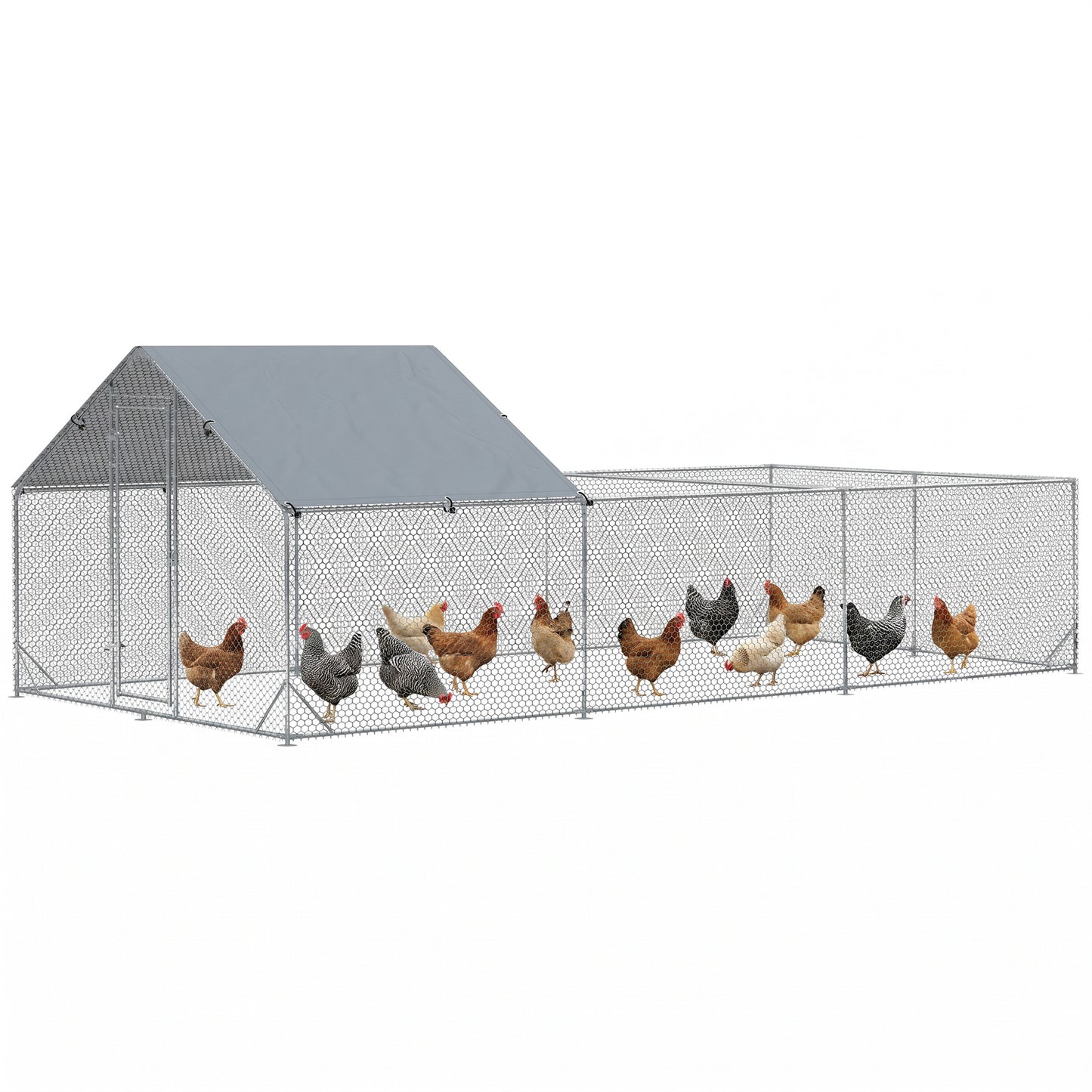 19.7' x 9.8' Metal Chicken Run with Waterproof and Anti-UV Cover