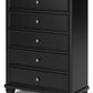 Lanolee - Black - Five Drawer Chest