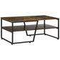 Industrial Coffee Table, 2-tier Center Table with Storage Shelf, Wood Look Accent Furniture with Metal Frame for Living Room, 41.7" x 21.7" x 17.7", Rustic Brown