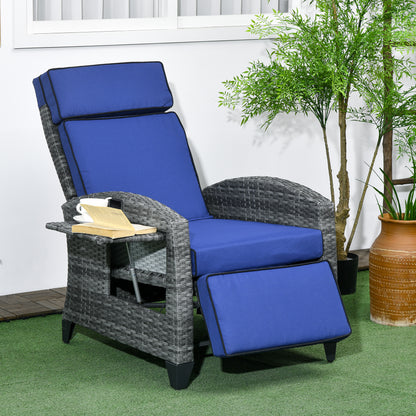 Outdoor Recliner Chair with Adjustable Backrest and Side Tray