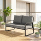 Outdoor Sofa Thick Cushions Outdoor Patio Couch Loveseat 2 Seater for Garden Black and Light Grey