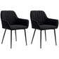 Set of 2 Upholstered Linen Dining Chairs - Black
