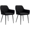 Set of 2 Upholstered Linen Dining Chairs - Black